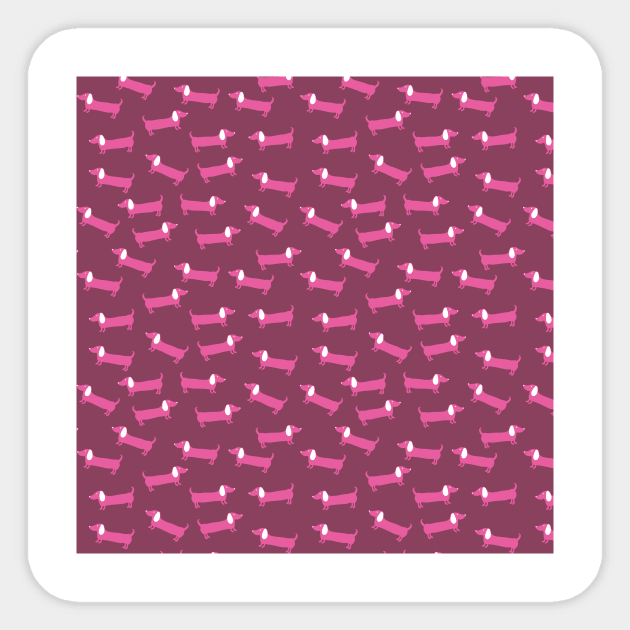 Pink dachshunds pattern Sticker by bigmomentsdesign